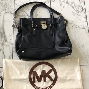 Michael Kors Black Leather Bag with Shoulder Strap